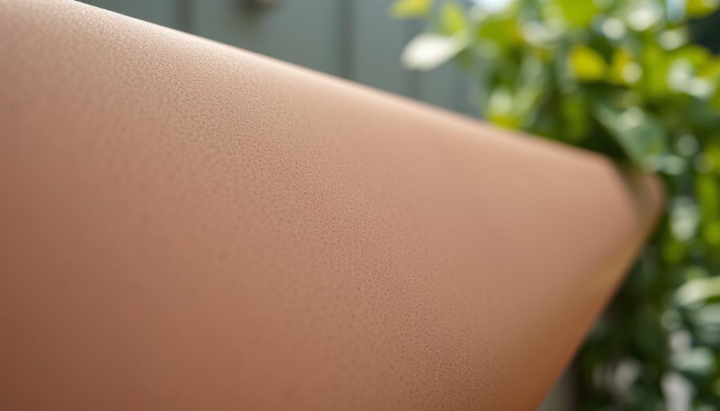 Detailed ceramic coatings in a soft, natural light. The surface exhibits a smooth, matte texture with subtle variations in tone and sheen. The material appears dense and durable, reflecting the resilience of the ceramic composition. In the background, a sense of depth and atmosphere, perhaps hinting at the weathering and environmental forces the coating would need to withstand. Precise camera angle and framing to highlight the tactile qualities and three-dimensional nature of the ceramic material.